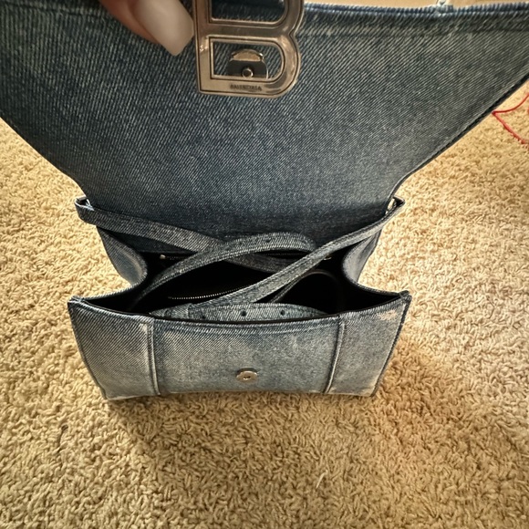 BALENCIAGA Hourglass Small Leather Denim Print Crossbody Bag - Perfect Shape - Picture 8 of 17